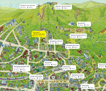 Санаторий «Дворец Нарзанов» Кисловодск — карта расположения